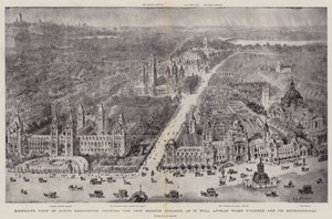 Vogelvlucht van South Kensington met het Nieuwe Museumgebouw zoals het eruit zal zien als het klaar is en de Omgeving